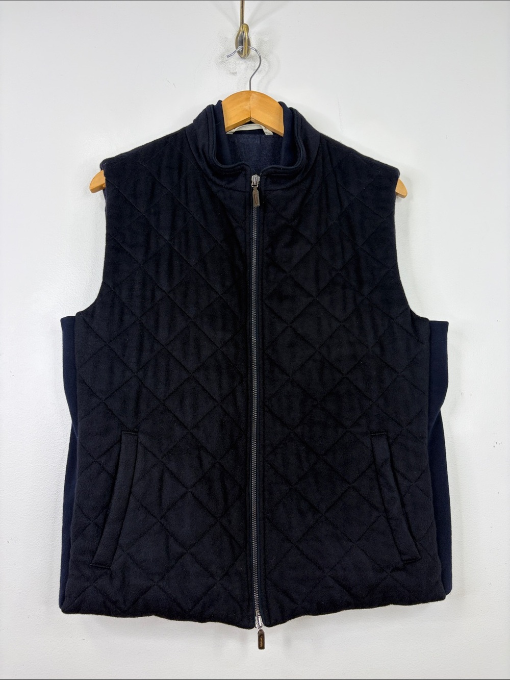 Maurizio Baldassari Cashmere Vest Mens 52 US Large Navy Blue Knit Full Zip Arena